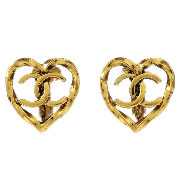 Chanel Gold Heart Earrings Clip-On - Picture 1 of 4